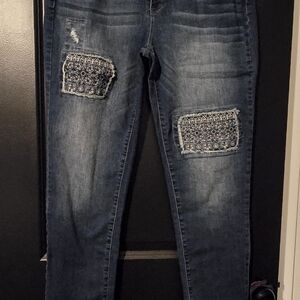 Cato  Est. 1846 Stylish Blue Women's Jeans with Patchwork Size 14